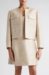 Emilia Wickstead Pheblia Metallic Tweed Jacket In Beige And Silver