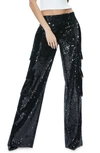 ALICE AND OLIVIA HAYES SEQUIN WIDE LEG CARGO PANTS