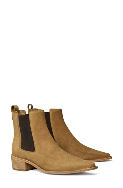 Tory Burch Suede Chelsea Ankle Boots In Tan