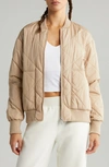 ZELLA QUILTED SIDE ZIP BOMBER JACKET