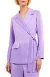 Misook Side Tie Notched Collar Blazer In Lavender Field