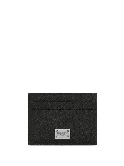 Dolce & Gabbana Black Leather Dauphine Card Holder In Nero