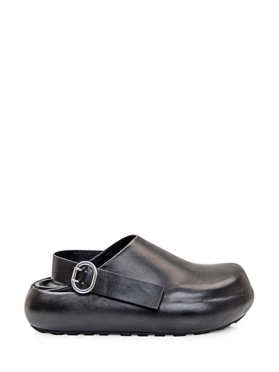 Jil Sander Sabot Leather Sandals In Black
