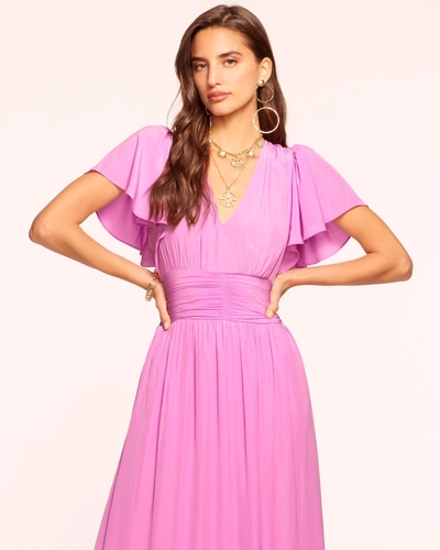 Ramy Brook Joanie Short Sleeve Maxi Dress In Pink Orchid