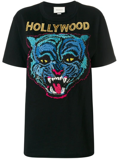 Gucci Hollywood Tiger-motif Cotton T-shirt In 1082
