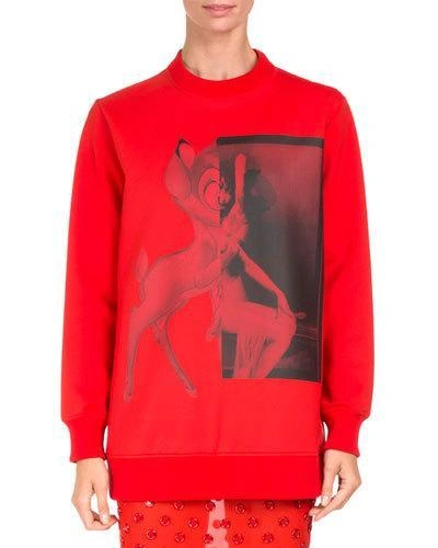 Givenchy Bambi&reg; Long Crewneck Sweatshirt, Red