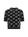 Gucci Gg Jacquard Wool Bouclé Top In Black/ivory