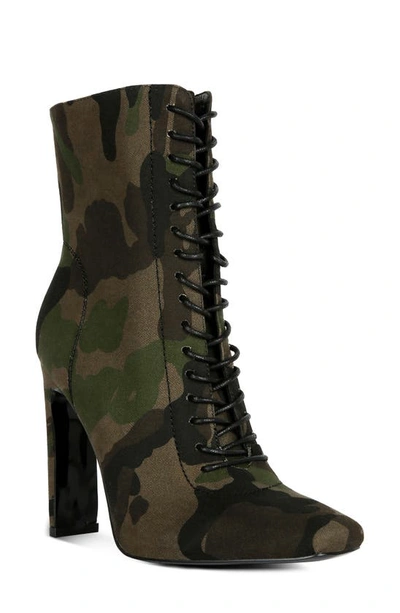 Rag & Co Wyndham Camouflage Lace Up Leather Ankle Boots In Green