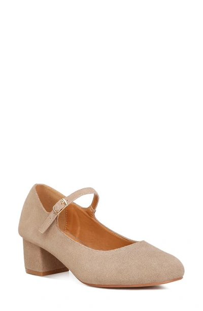 Rag & Co Dallin Suede Block Heel Mary Janes In Sand In Beige