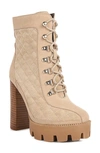 Rag & Co Yoko Beige Fine Suede Quilted Ankle Boots In Beige