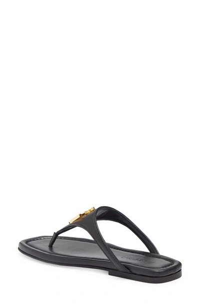 Jw Anderson 10mm Anchor Leather Thong Sandals In Black Anchor Gold