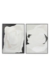 Vivian Lune Home White Abstract Canvas Framed Wall Art In White