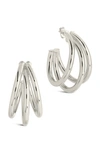 Sterling Forever Three Row Hoop Earrings In Silver