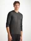 Derek Rose Men's Hoodie Orson Merino Wool Charcoal In Charcoal