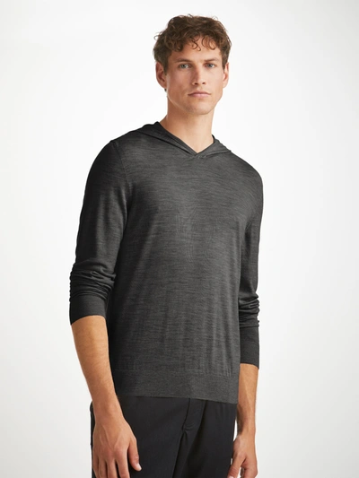 Derek Rose Men's Hoodie Orson Merino Wool Charcoal