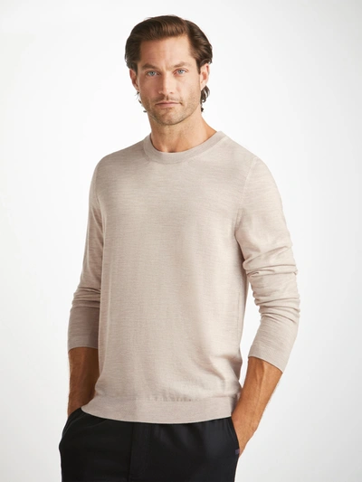 Derek Rose Men's Sweater Orson Merino Wool Oat In Beige