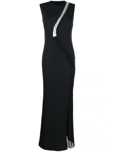 Pinko Round-neck Semi-sheer Dress In Black
