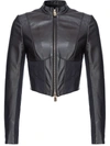 Pinko Zip-up Mock Neck Cropped Jacket In Black