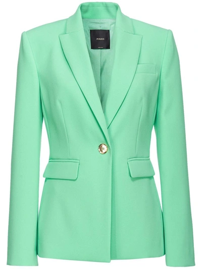 Pinko Peak-lapel Single-breasted Blazer In Verde