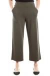 Max Studio Ponte Crop Wide Leg Pull-on Pants In Army