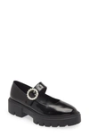 Stuart Weitzman Nolita Leather Pearly Mary Jane Loafers In Black