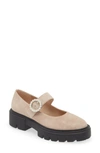 Stuart Weitzman Nolita Suede Pearly Mary Jane Loafers In Sabbia