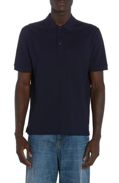 Bottega Veneta Men's Cotton Pique Polo Shirt In Blue