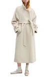 Mango Turtleneck Virgin Wool Coat Ecru In Ecru