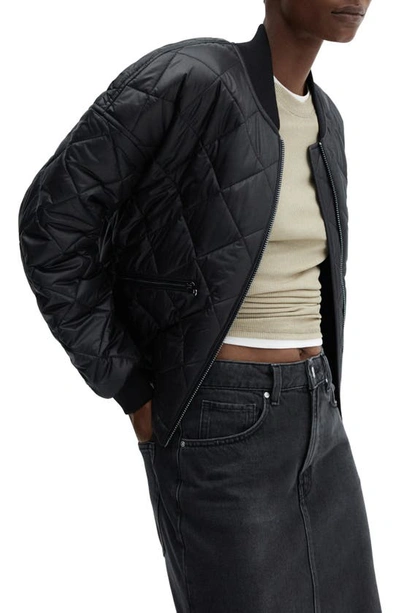 Mango Women's Quilted Water-resistant Bomber Jacket In Black