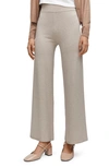 Mango Fine-knit Wideleg Pants Light/pastel Grey
