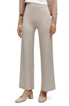 Mango Fine-knit Wideleg Pants Light/pastel Grey In Light/ Pastel Grey