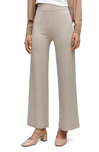 Mango Fine-knit Wideleg Pants Light/pastel Grey In Light/pastel Gray
