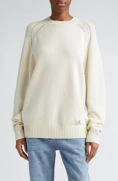 Chloé Round-neck Sweater In White_powder