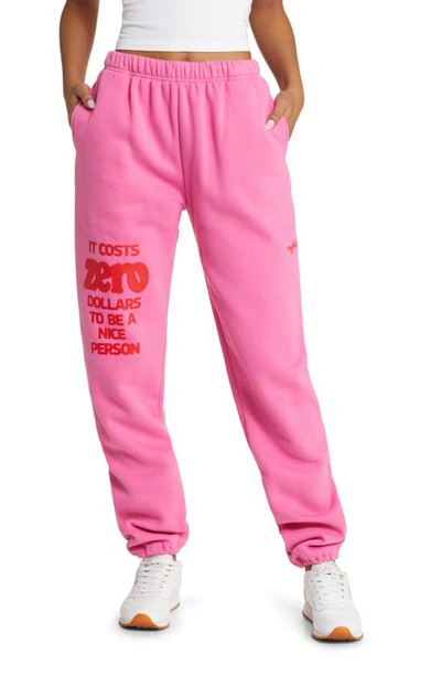 The Mayfair Group Nice Person Graphic Sweatpants In Pink