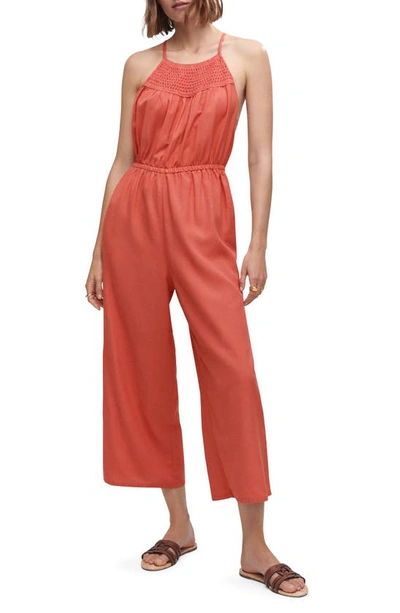 Mango Crochet Panel Jumpsuit Burnt Orange