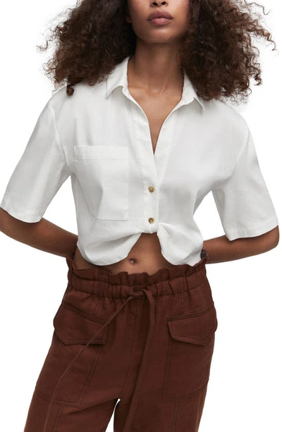 Mango Cropped Shirt With Knot White