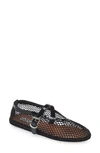 Alaïa Patent Leather-trimmed Mesh Ballet Flats In Black