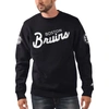 Starter X Nhl Black Ice Black Boston Bruins Cross Check Pullover Sweatshirt In Black