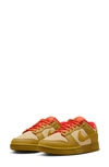 Nike Dike Dunk Low Womens Lace-up Casual And Fashion Sneakers In Sesame/ Bronzine/ Picante Red
