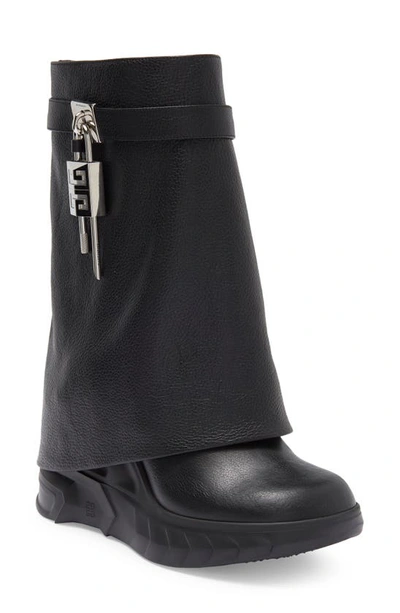 Givenchy Women's Shark Lock Biker Ankle Boots In Grained Leather In Black