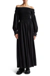 MAX MARA MAX MARA MANU OFF THE SHOULDER LONG SLEEVE VIRGIN WOOL MAXI DRESS