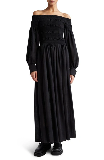 Max Mara Off The Shoulder Wool Dress In Black