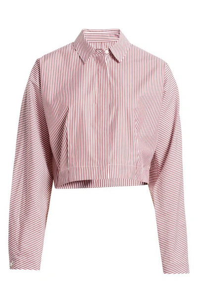 Rag & Bone Morgan Stripe Cropped Shirt In Brown Stripe