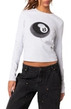 Edikted Billiard Long Sleeve Graphic T-shirt In Gray-melange