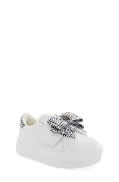 Kurt Geiger Kids' Mini Laney Crystal-embellished Bow Leather Trainers 6-7 Years In Multi-coloured