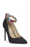 JESSICA SIMPSON JESSICA SIMPSON SAMIYAH EMBELLISHED ANKLE STRAP POINTED TOE PUMP