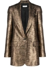 Dries Van Noten Blanchet One-button Metallic Blazer In Grey