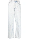 Dries Van Noten White & Blue Drawstring Jeans In Blue