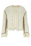 Dries Van Noten Platinum Silk Blend Bomber Jacket In Ecru