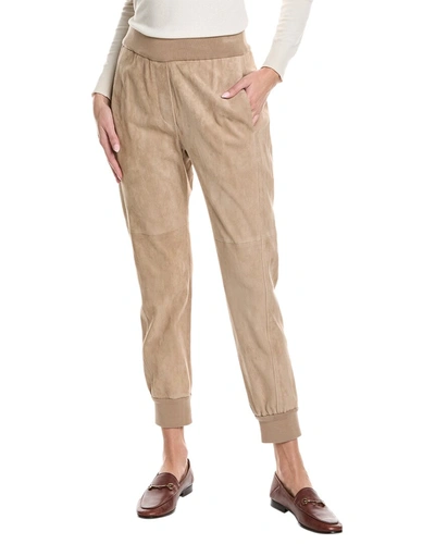 Brunello Cucinelli Leather Pant In Multi